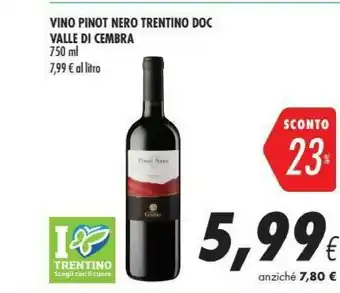 Coop Valle Di Cembra Vino Pinot Nero Trentino offerta