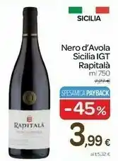 Carrefour Rapitalà Nero D'avola Sicilia Igt offerta