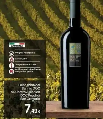 Carrefour Feudi di san gregorio Falanghina Del Sannio Doc O Rubrato Aglianico Doc offerta