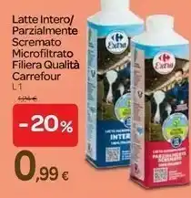 Carrefour Carrefour Latte Intero/ Parzialmente Scremato Microfiltrato Filiera Qualità offerta