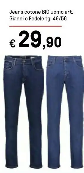 Iper La Grande Jeans Cotone Bio Uomo Art Gianni O Fedele Tg 46/56 offerta