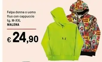 Iper La Grande Malena Felpa Donna O Uomo Fluo Con Cappuccio Tg M-xxl offerta