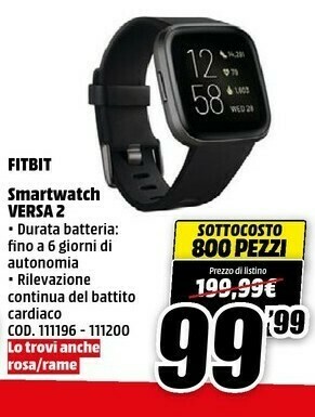 MediaWorld Fitbit Smartwatch Versa 2 offerta