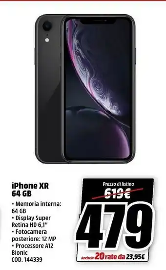 MediaWorld Iphone XR 64 GB offerta