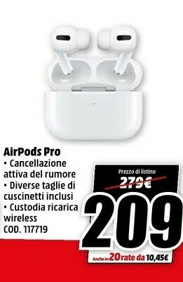 MediaWorld Apple AirPods (2nd Generation) AirPods Con Custodia Di Ricarica Wireless offerta