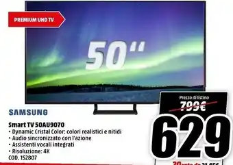 MediaWorld Samsung Smart Tv 50au9070 offerta
