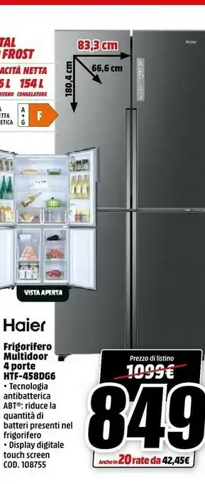 MediaWorld Haier Htf-458dg6 Frigorifero Multidoor 4 Porte 316 L Classe F offerta