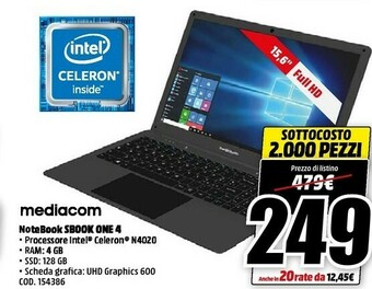 MediaWorld Mediacom Notebook SBOOK ONE 4 offerta