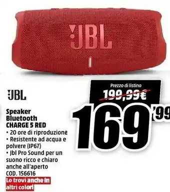 Jbl Speaker Bluetooth Charge 5 Red