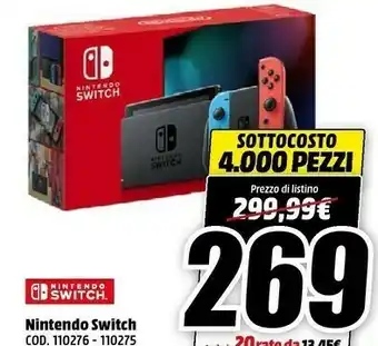 MediaWorld Nintendo Switch Con Joy-Con Rosso Neon E Blu Neon offerta