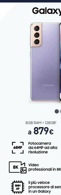 Unieuro Samsung Galaxy S21 5G 128 GB Display 6.2" Dynamic AMOLED 2X Phantom Pink offerta