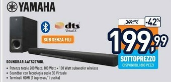 Unieuro Yamaha Soundbar AATS2070BL offerta