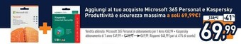 Unieuro Microsoft 365 Personal + Kaspersky offerta