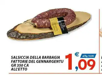 Vivo Supermercati Fattorie gennargentu Salsiccia Della Barbagia offerta