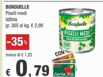 Crai Bonduelle Piselli Medi Cuore Di Raccolto Cotti Al Vapore 305 G(ml) offerta