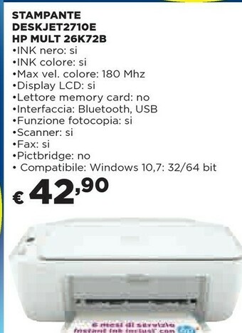 HP Stampante Deskjet2710e Mult 26k72b