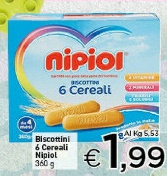 Crai Nipiol Biscottini 6 Cereali 360 G(ml) offerta