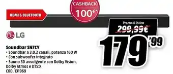 MediaWorld LG SN7CY.DEUSLLK Altoparlante Soundbar 3.0.2 Canali 160 W Nero offerta