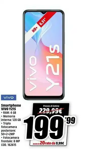 MediaWorld Vivo Smartphone Y21s offerta