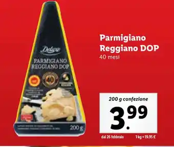 Lidl Parmigiano Reggiano DOP 40 mesi 200 g confezione offerta