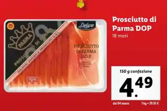 Lidl Prosciutto di Parma DOP 18 mesi 150 g confezione offerta