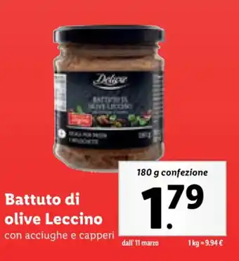 Lidl Battuto di olive Leccino con acciughe e capperi 180 g confezione offerta