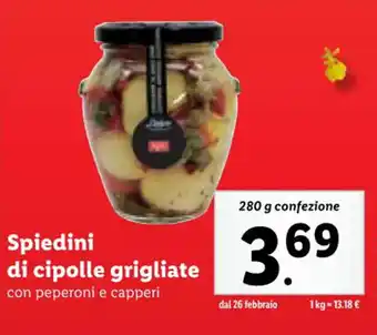 Lidl Spiedini di cipolle grigliate con peperoni e capperi 280 g confezione offerta