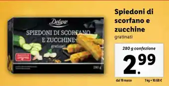 Lidl Spiedoni di scorfano e zucchine gratinati 280 g confezione offerta