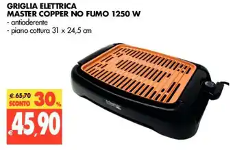Griglia Elettrica Master Copper No Fumo 1250 W 31x24,5cm