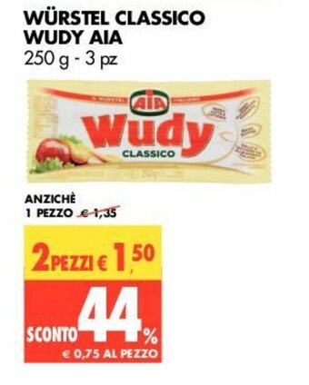 Tigros Aia Wudy Würstel Classico 250g 3pz offerta