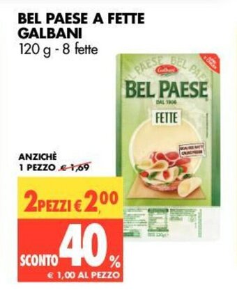 Tigros Galbani Bel Paese a Fette 120g 8 fette offerta