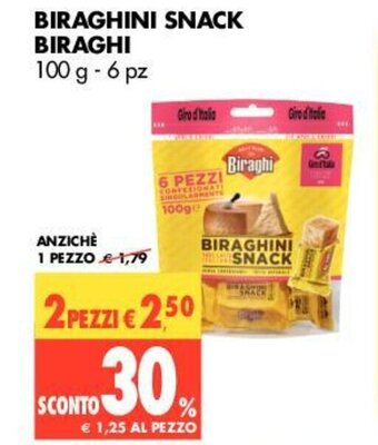 Tigros Biraghi Biraghini Snack 100g 6pz offerta