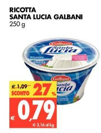 Tigros Galbani Santa Lucia Ricotta 250g offerta
