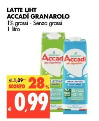 Tigros Granarolo Accadì Latte Uht 1 litro offerta