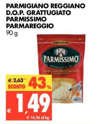Tigros Parmissimo Parmareggio Parmigiano Reggiano D.O.P. Grattugiato 90g offerta