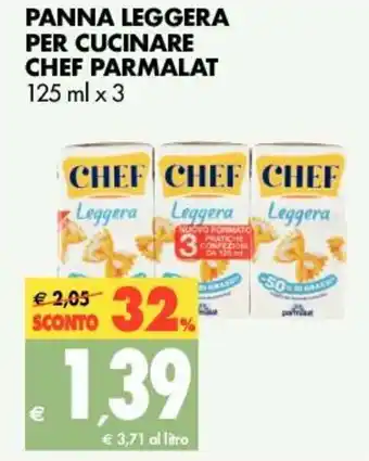 Tigros Parmalat Chef Panna Leggera per Cucinare 125ml x 3 offerta