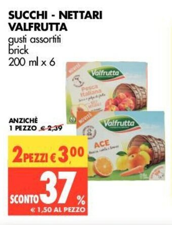 Tigros Valfrutta Succhi - Nettari 200ml x 6 offerta