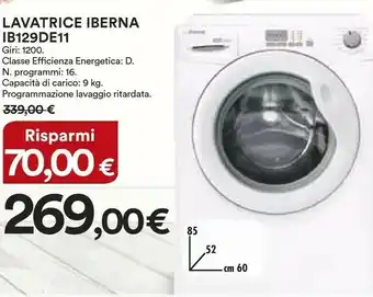 Coop Iberna IB 1291D3-01 Lavatrice Libera Installazione Caricamento Frontale Bianco 9 Kg 1200 Giri/min A+++ offerta