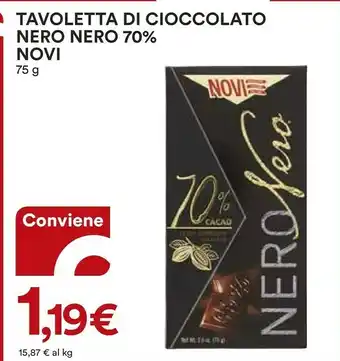 Coop Novi Nero Nero 70% Cacao Ghana Cioccolato Amaro Delicato 75 G(ml) offerta