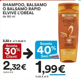 Coop L'Oreal Elvive Shampoo , Balsamo offerta