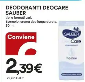 Coop Sauber Deodoranti Deocare offerta