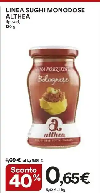 Coop Althea Sugo Bolognese 120 G(ml) offerta
