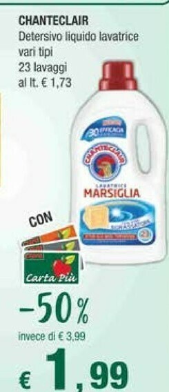 Crai Chanteclair Detersivo Liquido Lavatrice offerta