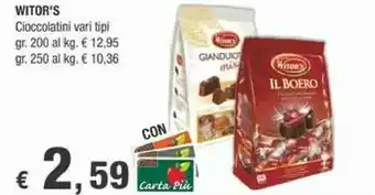 Crai Witor's - Il Boero Cioccolato Extra Fondente Con Ciliegia E Liquore Classico Alla Ciliegia 250 G(ml) offerta