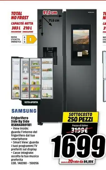 MediaWorld Samsung Frigorifero Side By Side RS6HA8891B1 offerta