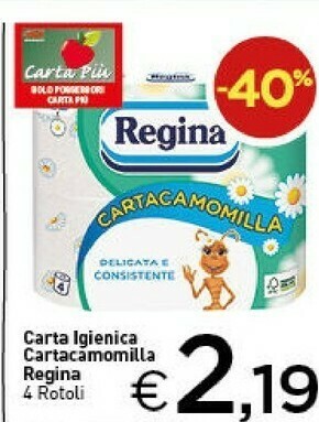 Crai Regina Carta Igienica Cartacamomilla offerta