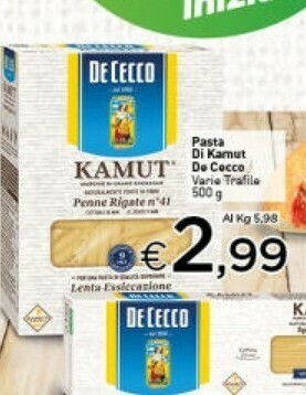Crai De Cecco Penne Rigate N.41 Kamut 500 G(ml) offerta