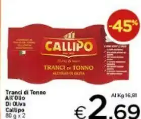 Crai Callipo Tranci Di Tonno All'Olio Extravergine Di Oliva 160 G(ml) offerta