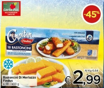 Crai Findus 18 Bastoncini Con 100% Filetti Di Merluzzo 450 G(ml) offerta