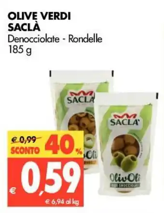 Tigros Saclà Olive Verdi 185g offerta